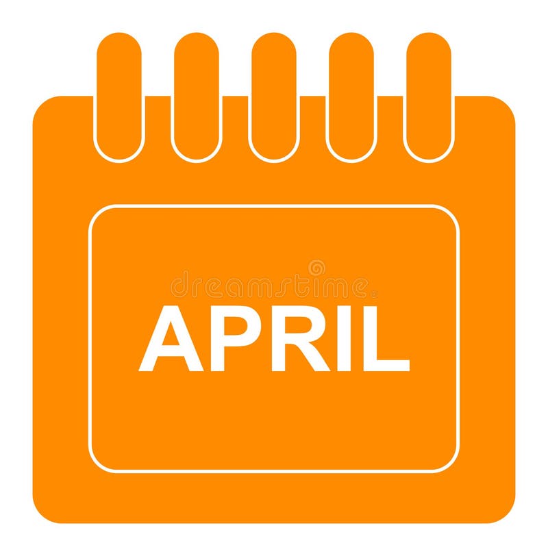 Ícone laranja vetorial de abril no calendário mensal ilustração stock