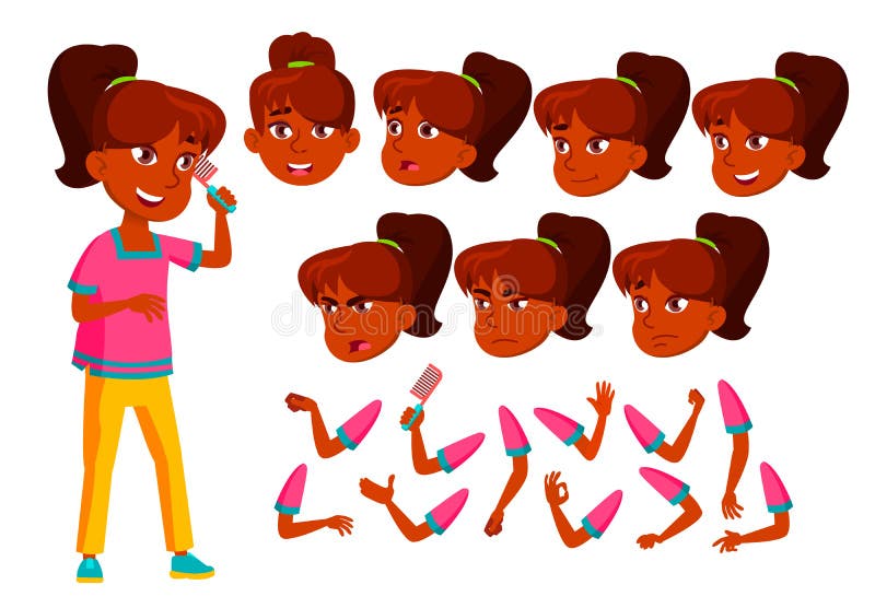 Vetor adolescente indiano da menina teenager Bonito, cômico alegria Emoções da cara, vários gestos Grupo da criação da animação I ilustração do vetor Vetor adolescente indiano da menina teenager Bonito, cômico alegria Emoções da cara, vários gestos Grupo da criação da animação I ilustração do vetor