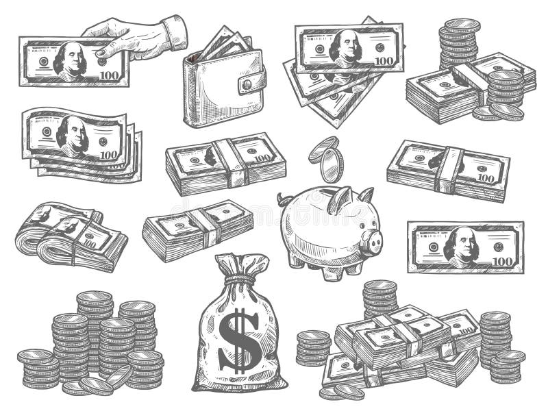 Vetor ajustado com dinheiro ilustração royalty free Vetor ajustado com dinheiro ilustração royalty free