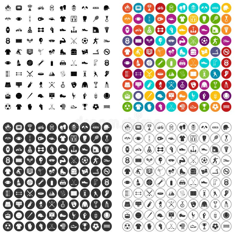 100 vetor ajustado do atleta ícones variante ilustração do vetor