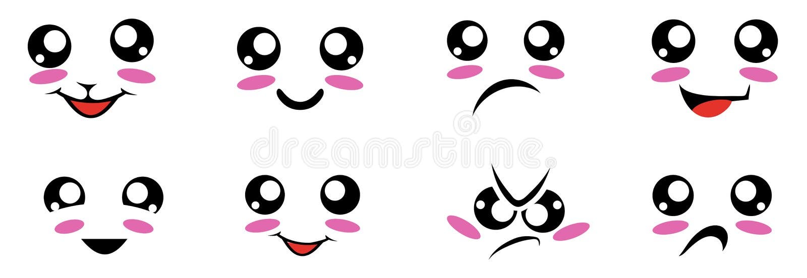 Conjunto De Personagens Do Estilo De Desenho Kawaii Rabiscar. Coleção De  ícones Emoticon Face Na Loja De Doces. Colorido Desenhado Ilustração do  Vetor - Ilustração de colorido, fundo: 209278615
