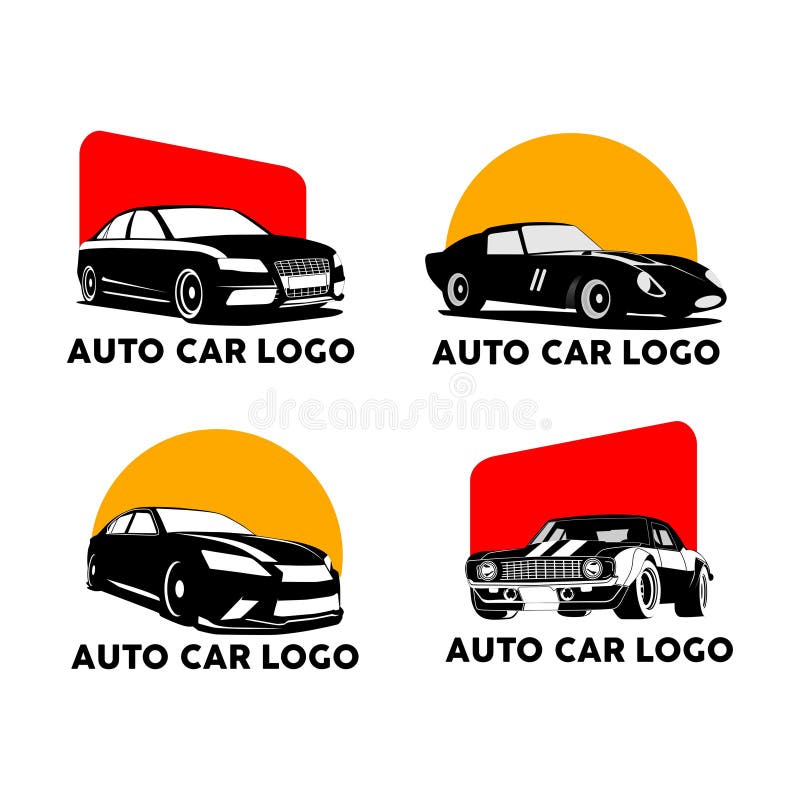 Vetor ajustado do logotipo vermelho e alaranjado do carro da silhueta auto ilustração stock Vetor ajustado do logotipo vermelho e alaranjado do carro da silhueta auto ilustração stock