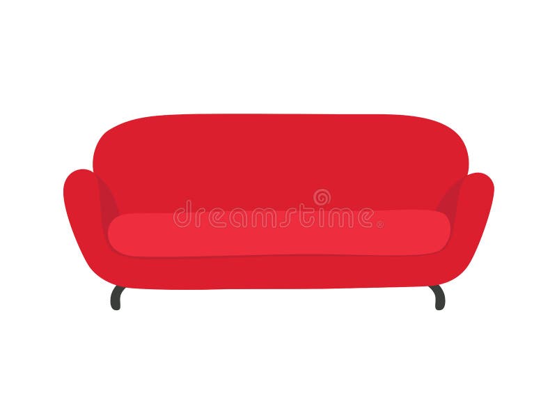 Vetor colorido vermelho da ilustra??o dos desenhos animados do sof? e do sof? Sala de estar confort?vel para o design de interior ilustração royalty free Vetor colorido vermelho da ilustra??o dos desenhos animados do sof? e do sof? Sala de estar confort?vel para o design de interior ilustração royalty free