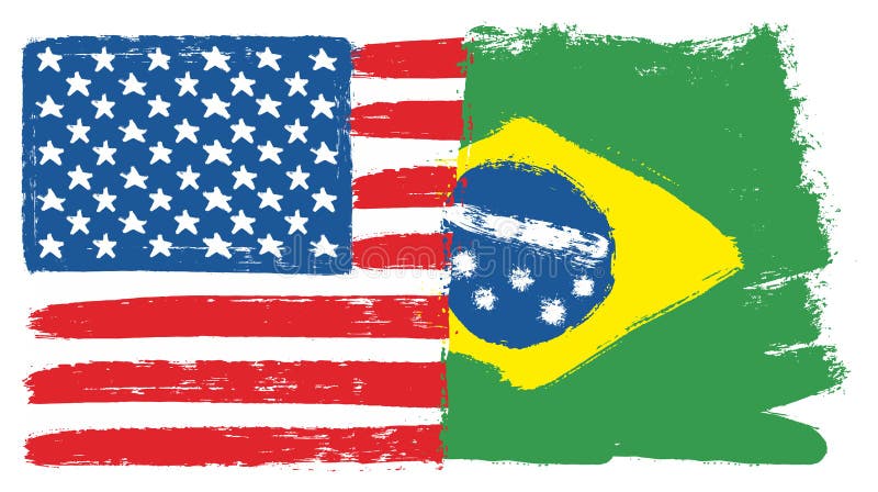 Bandeiras da amizade do brasil do americano dos eua da impressão lateral  dobro do estilo quente