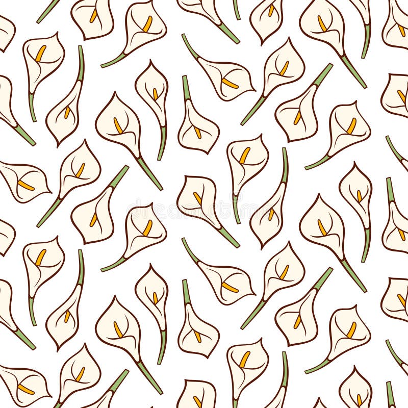 Vetor da flor do lírio de Calla Teste padrão sem emenda ilustração royalty free Vetor da flor do lírio de Calla Teste padrão sem emenda ilustração royalty free
