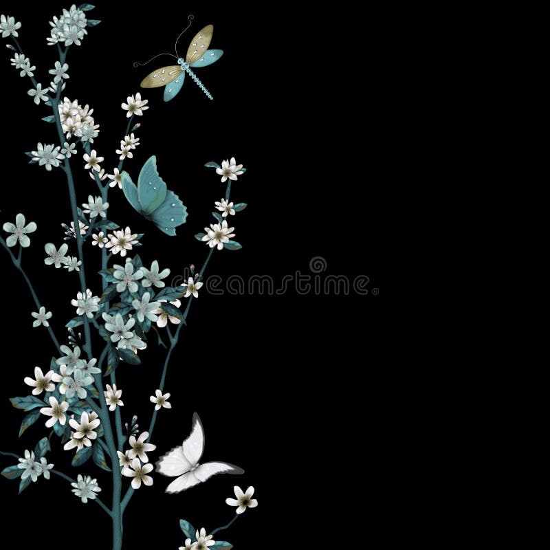 Vetor da flor e de insetos ilustração stock Vetor da flor e de insetos ilustração stock
