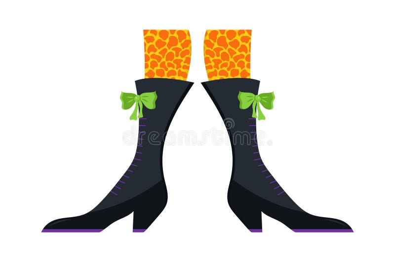 Conjunto Vetor De Perna De Bruxas. Botas Engraçadas E Assustadoras Do  Halloween. Meias Coloridas Da Bruxa Ilustração do Vetor - Ilustração de  vassoura, halloween: 228864259