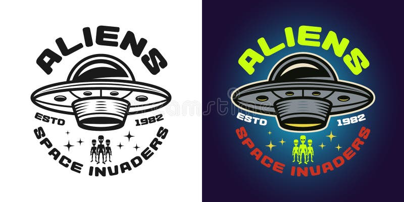 conjunto de logotipo de grandes alienígenas. dia ufo. emblemas