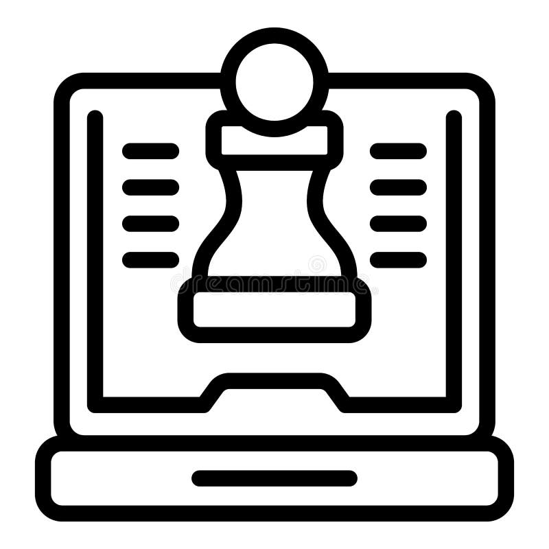 vetor de contorno do ícone do jogo de xadrez online. rainha do tabuleiro  15071311 Vetor no Vecteezy