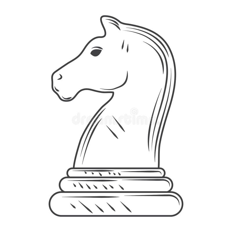 Vetor De Desenho Do Estilo Do Desenho De Cavalo De Xadrez Ilustração do  Vetor - Ilustração de conceito, sinal: 207584966