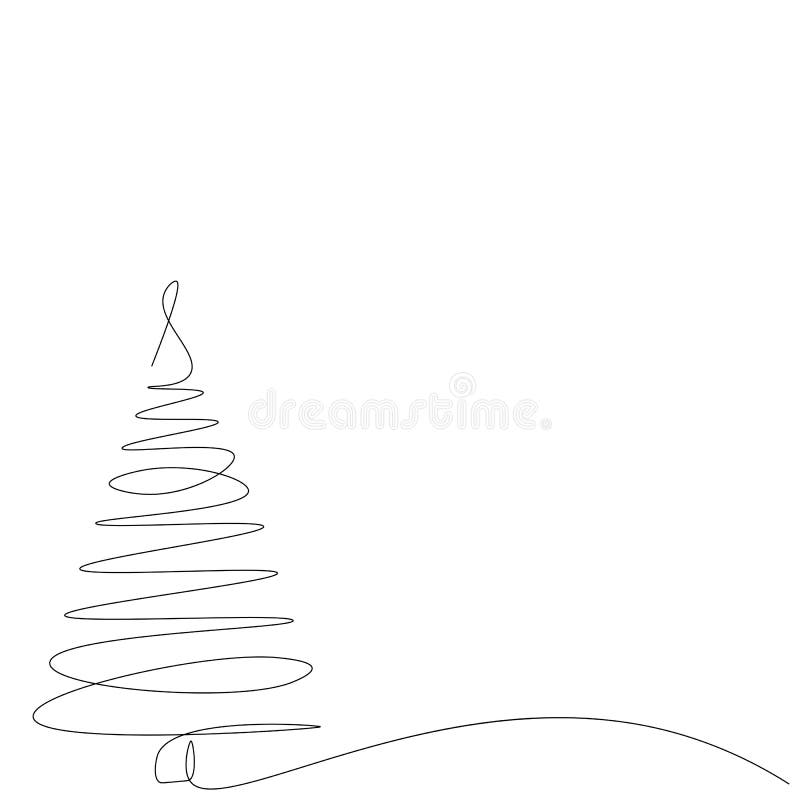 Desenho Linha Contínua Árvore Natal Vetor Preto Branco Ilustração Linear  imagem vetorial de OlgaTropinina© 449428848