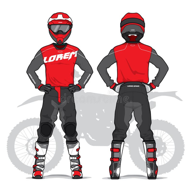 Vetor De Desenho Uniforme De Motocross Mock Up Ilustração do Vetor -  Ilustração de motor, velocidade: 215637423