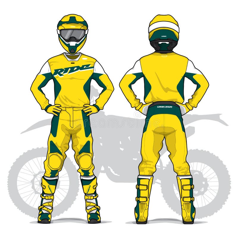 Vetor De Desenho Uniforme De Motocross Mock Up Ilustração do Vetor -  Ilustração de motor, velocidade: 215637423