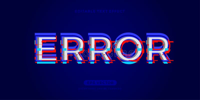 Efeito de texto editável de erro vetor ilustração royalty free