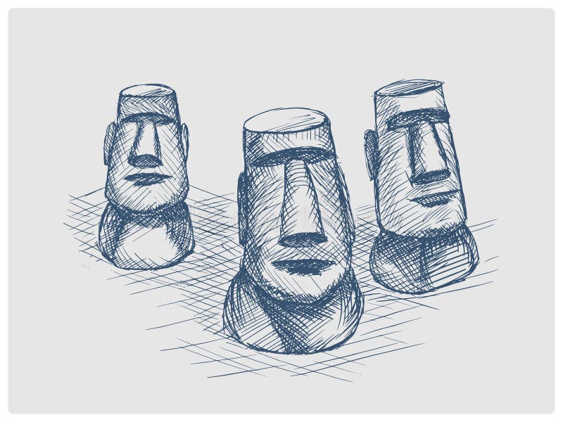 Moai na ilha de páscoa escultura em pedra de desenho vetorial isolado