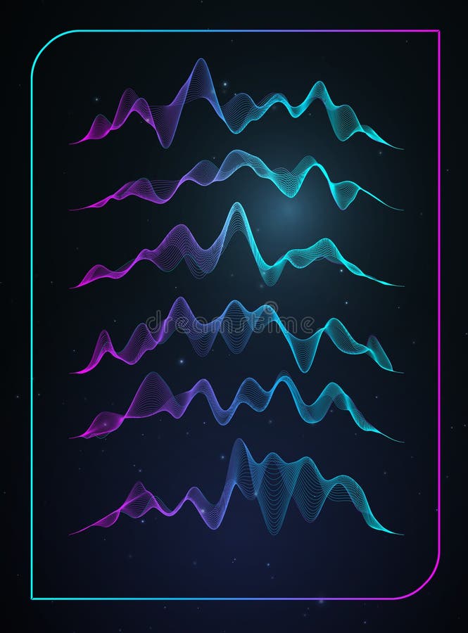 Vetor de onda sadia Vector a vibração da voz da música, o espectro digital da forma de onda da música, o pulso audio e a frequênc ilustração do vetor Vetor de onda sadia Vector a vibração da voz da música, o espectro digital da forma de onda da música, o pulso audio e a frequênc ilustração do vetor