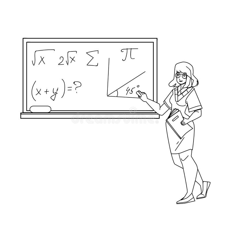 Sala De Aula Preta Com Fórmulas Da Matemática Ilustração Stock