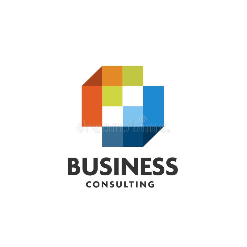 Desenho vetorial de logótipo pixel digital quadrado ilustração royalty free