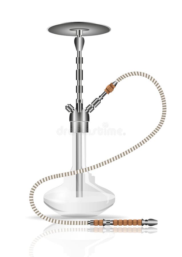 Vetor do cachimbo de água, ilustração realística Atributo de fumo oriental de vidro branco detalhado com uma reflexão de espelho ilustração royalty free Vetor do cachimbo de água, ilustração realística Atributo de fumo oriental de vidro branco detalhado com uma reflexão de espelho ilustração royalty free