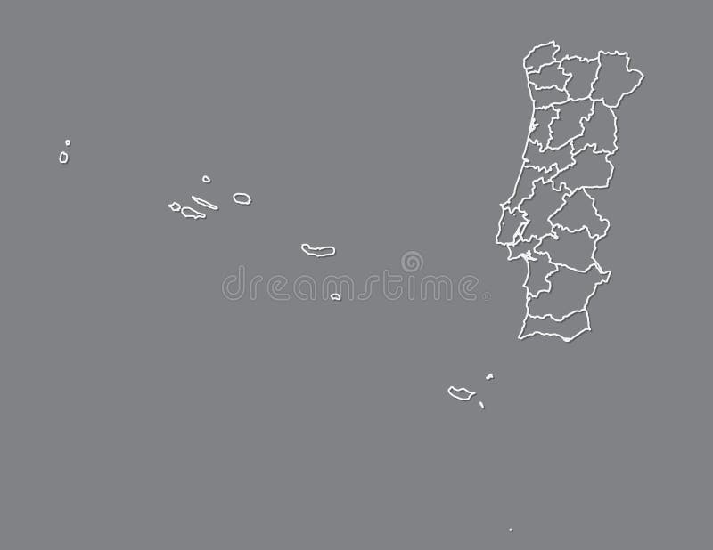 Mapa cinzento de Portugal (distritos em camadas separadas ) imagem vetorial  de chrupka© 86257284