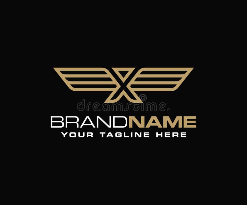 Vetor do molde do logotipo da asa da letra inicial X ilustração royalty free