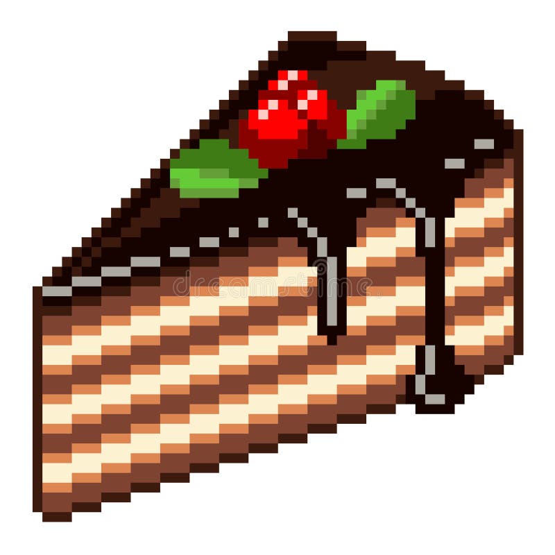 Item de comida de bolo de aniversário de pixel de 8 bits para ativos de jogo  em ilustração vetorial