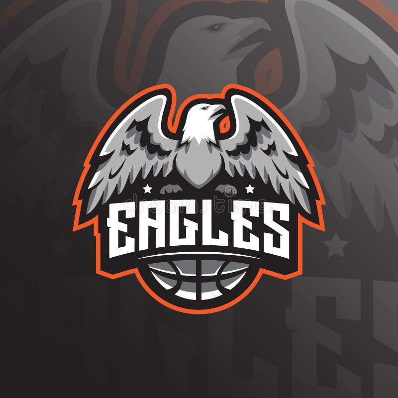 Vetor do projeto do logotipo da mascote de Eagle com estilo moderno do conceito da ilustra??o para a impress?o do crach?, do embl ilustração stock Vetor do projeto do logotipo da mascote de Eagle com estilo moderno do conceito da ilustra??o para a impress?o do crach?, do embl ilustração stock
