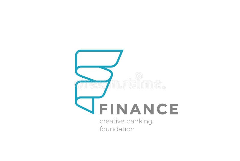 Vetor do sumário do projeto da fita do logotipo da letra F linear ilustração royalty free Vetor do sumário do projeto da fita do logotipo da letra F linear ilustração royalty free