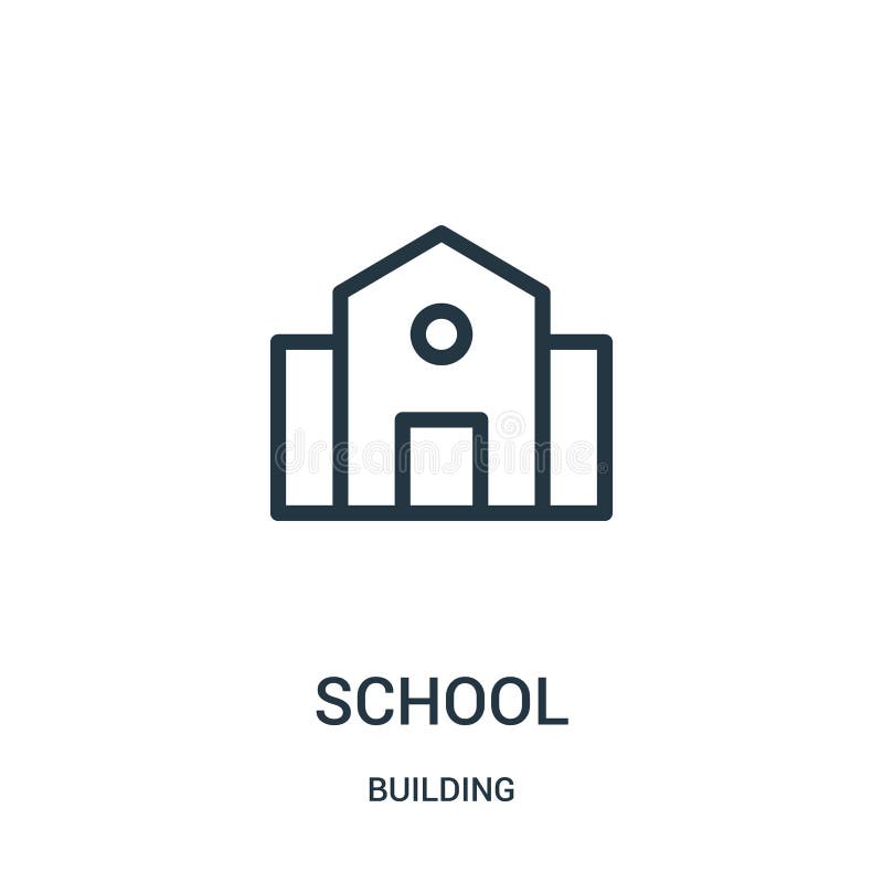 vetor do ícone da escola da coleção da construção Linha fina ilustração do vetor do ícone do esboço da escola ilustração do vetor vetor do ícone da escola da coleção da construção Linha fina ilustração do vetor do ícone do esboço da escola ilustração do vetor