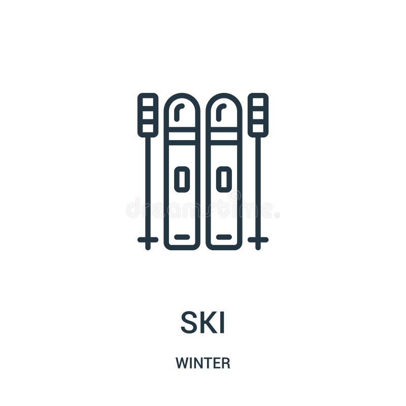 vetor do ícone do esqui da coleção do inverno Linha fina ilustração do vetor do ícone do esboço do esqui Símbolo linear para o us ilustração stock vetor do ícone do esqui da coleção do inverno Linha fina ilustração do vetor do ícone do esboço do esqui Símbolo linear para o us ilustração stock