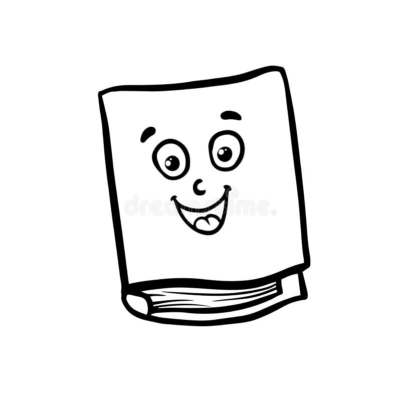 Vetor dos desenhos animados do livro do sorriso e ilustração, estilo tirado mão, isolado no fundo branco ilustração do vetor Vetor dos desenhos animados do livro do sorriso e ilustração, estilo tirado mão, isolado no fundo branco ilustração do vetor