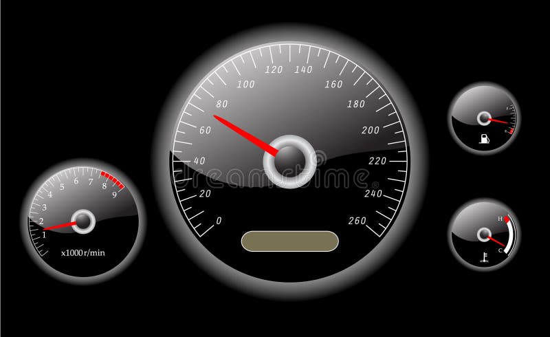 Car dashboard instruments vector illustrated on black background. Car dashboard instruments vector illustrated on black background