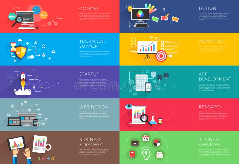 Modelos vetoriais para negócios e desenvolvimento ilustração do vetor
