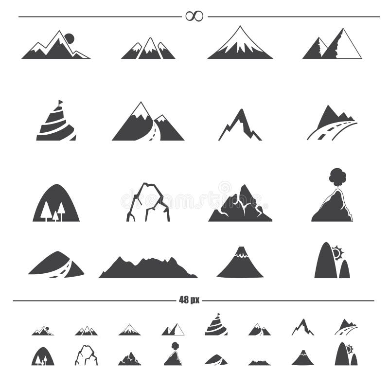 Vetor dos ícones da montanha ilustração stock Vetor dos ícones da montanha ilustração stock