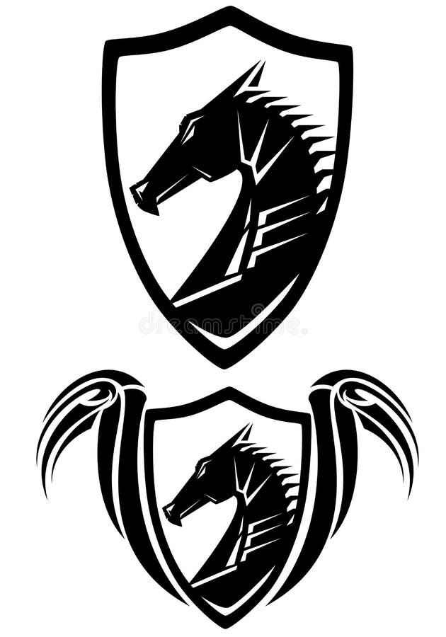 Vetor heráldico do protetor da cabeça preta do dragão ilustração do vetor Vetor heráldico do protetor da cabeça preta do dragão ilustração do vetor
