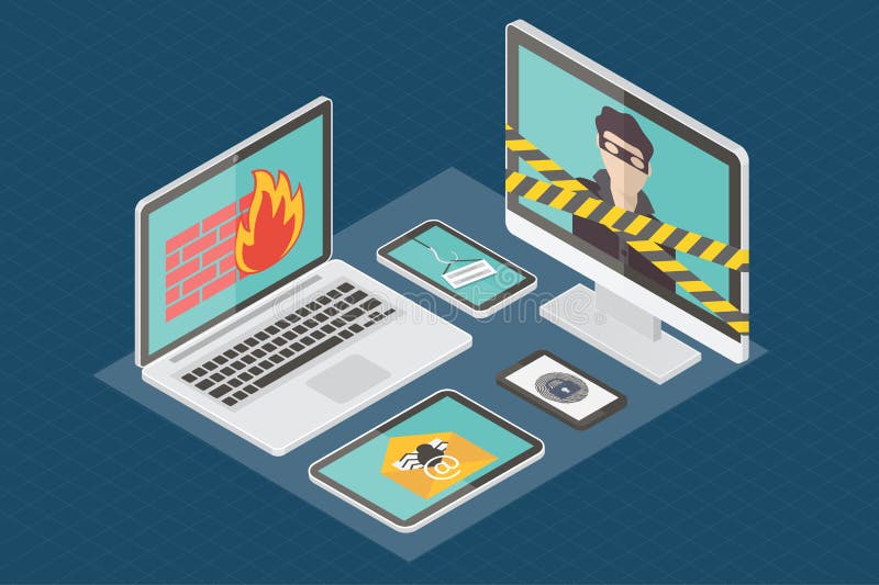 Vetor isométrico da segurança do Internet ilustração do vetor Vetor isométrico da segurança do Internet ilustração do vetor