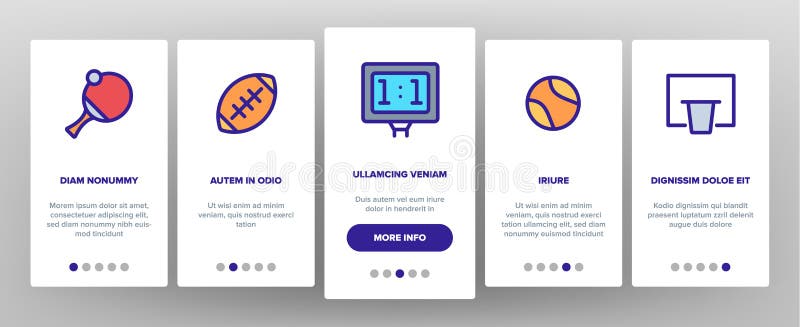 Vetor linear Onboarding do equipamento de jogos dos esportes ilustração do vetor Vetor linear Onboarding do equipamento de jogos dos esportes ilustração do vetor