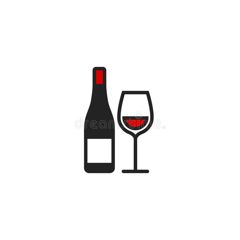 Vetor liso de vidro, s?mbolo ou logotipo do ?cone da garrafa de vinho e do vinho ilustração do vetor Vetor liso de vidro, s?mbolo ou logotipo do ?cone da garrafa de vinho e do vinho ilustração do vetor