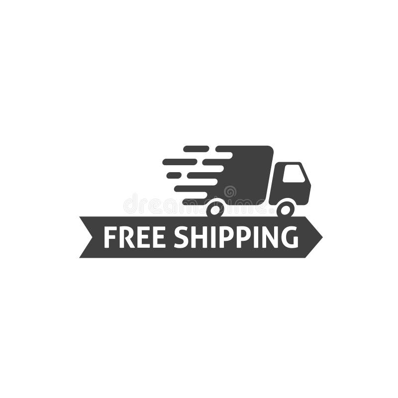Free shipping icon vector isolated on white background, flat cartoon free delivery badge. Free shipping icon vector isolated on white background, flat cartoon free delivery badge