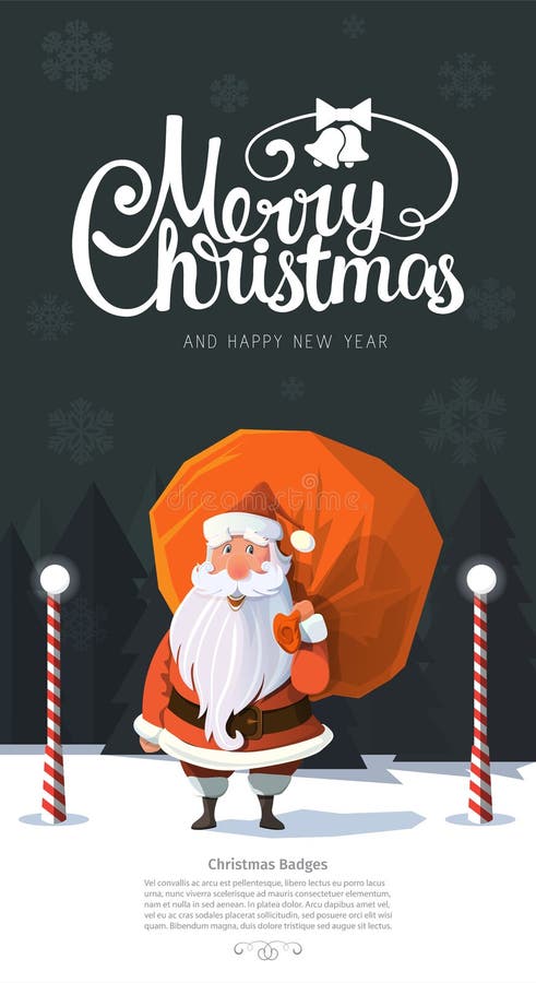 Vetor na moda de vista amigável Papai Noel na madeira ilustração stock Vetor na moda de vista amigável Papai Noel na madeira ilustração stock