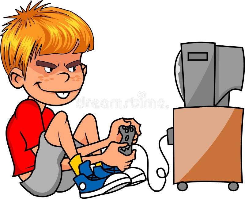 Homem Jogando Videogame Gráfico De Desenho Animado Ilustração do Vetor -  Ilustração de ativo, posse: 176862039
