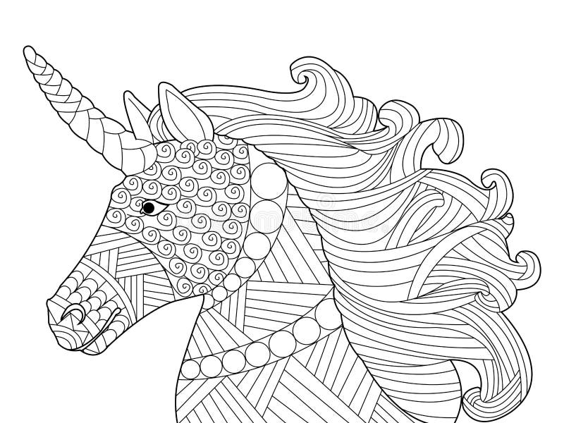 Estilo Do Zentangle Do Unicórnio Do Desenho Para O Livro Para