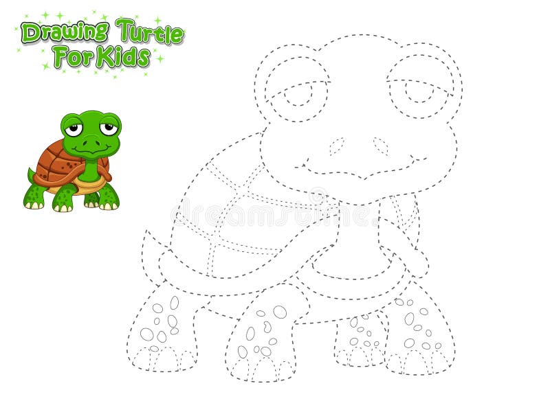 Vector Drawing and Paint Cute Cartoon Turtle. Educational Game for Kids.  Vector Illustration with Cartoon Style Funny Sea Animal Ilustração do Vetor  - Ilustração de atividade, junte: 150854944