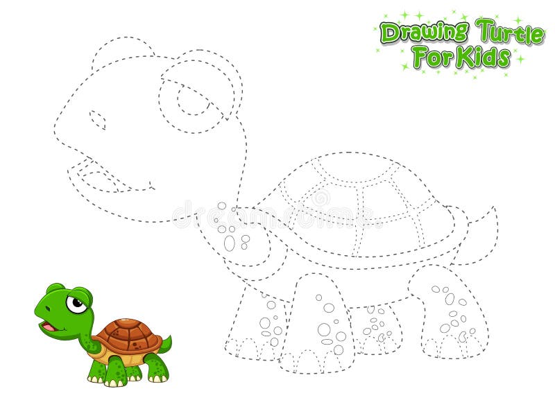 Vector Drawing and Paint Cute Cartoon Turtle. Educational Game for Kids.  Vector Illustration with Cartoon Style Funny Sea Animal Ilustração do Vetor  - Ilustração de atividade, junte: 150854944