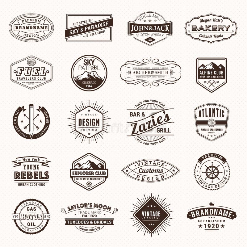 Vetor retro das etiquetas dos logotipos do vintage