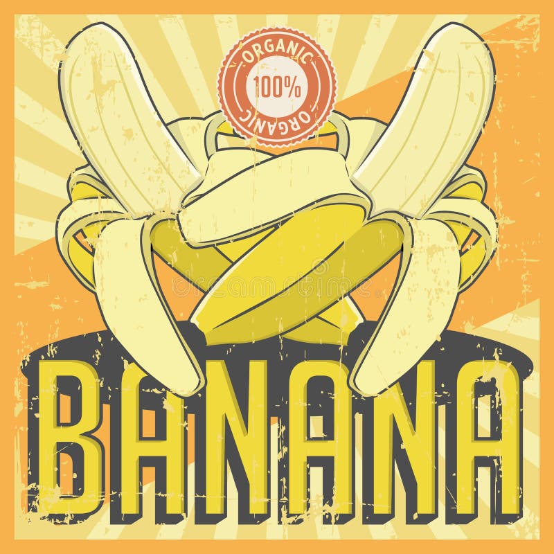 Vetor retro do Signage do vintage da banana ilustração royalty free Vetor retro do Signage do vintage da banana ilustração royalty free