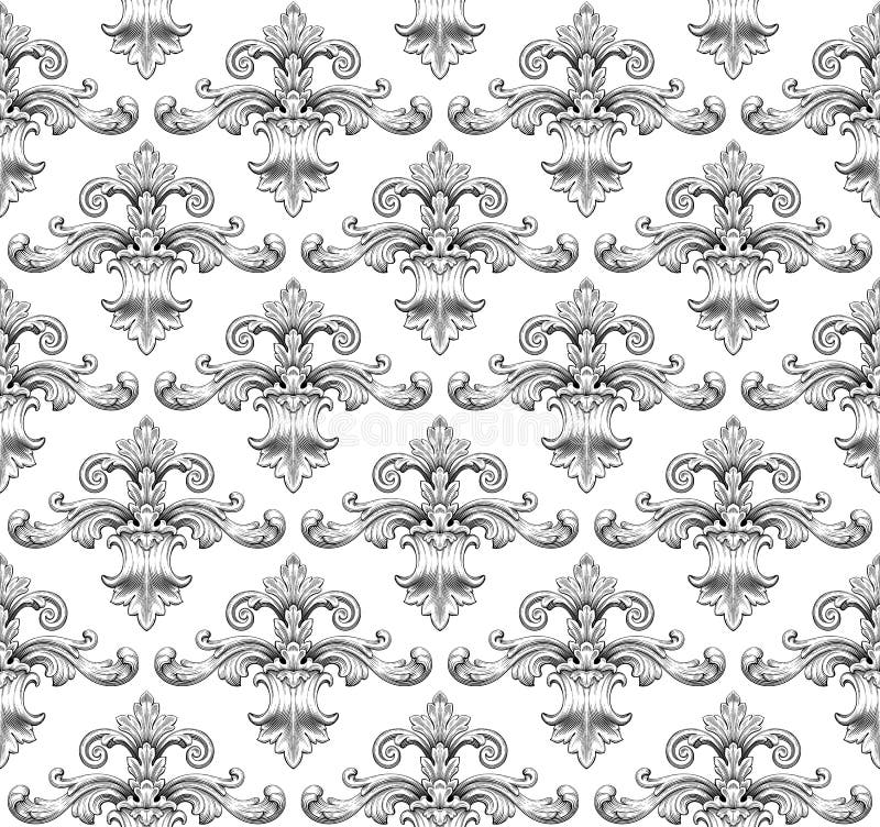 Vetor sem emenda do teste padrão do damasco barroco do vintage ilustração royalty free Vetor sem emenda do teste padrão do damasco barroco do vintage ilustração royalty free