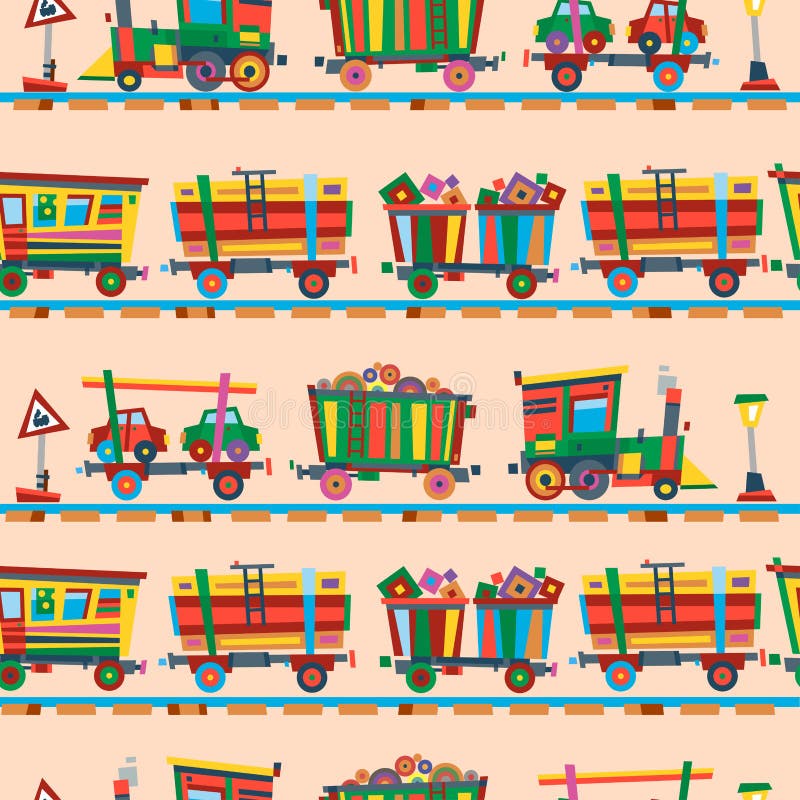 Vetor sem emenda do teste padrão do estação de caminhos-de-ferro Railway ilustração royalty free Vetor sem emenda do teste padrão do estação de caminhos-de-ferro Railway ilustração royalty free