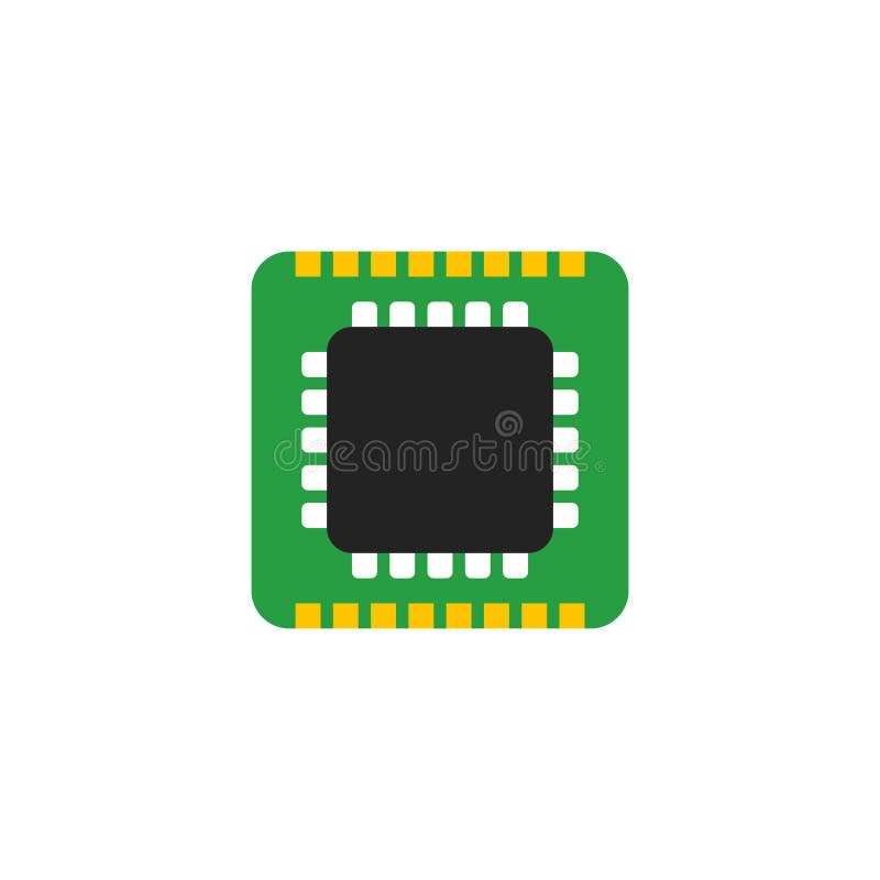 Vetor, símbolo ou logotipo liso do ícone do microchip ilustração do vetor Vetor, símbolo ou logotipo liso do ícone do microchip ilustração do vetor