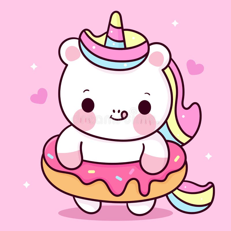 Unicórnio fofo com desenho de donut